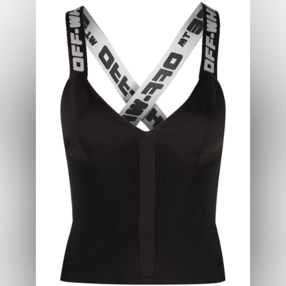 Off-White Logo Strap Knit Tank Top (Large/Sz 10)